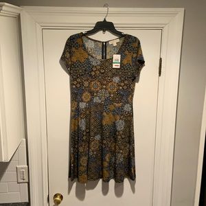 Michael Kors Dress, Size Large, Multi colors, Blue, white & gold